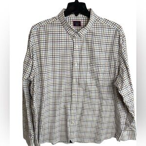 Untuckit Shirt Mens XXX-Large Plaid Long Sleeve Button Down Checkered Blue Tan